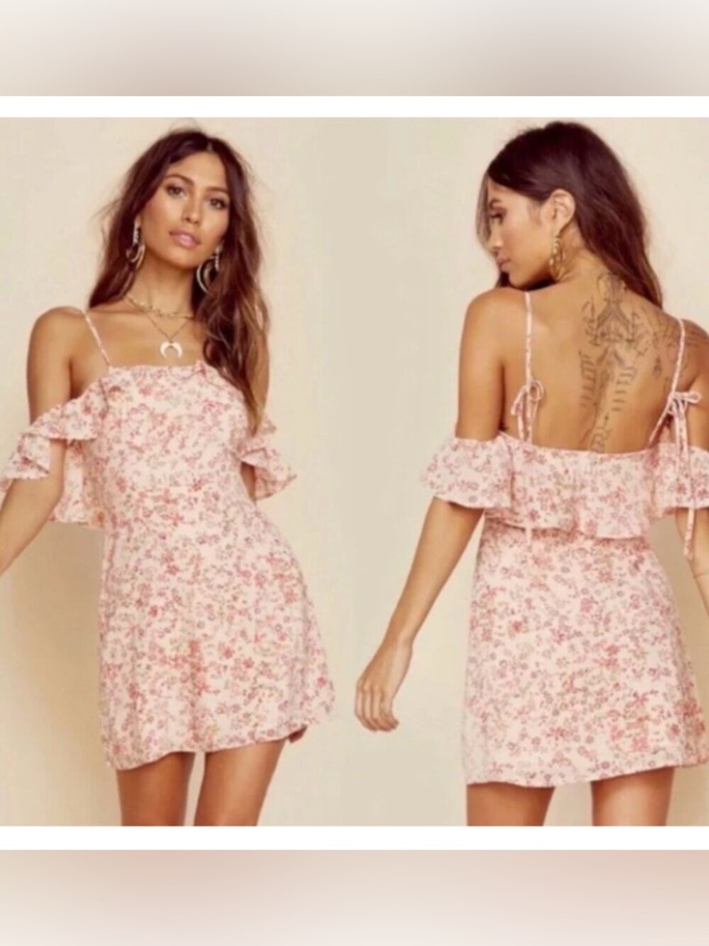 For Love & Lemons Womens S Aurora Floral Ruffle Pink Mini Dress